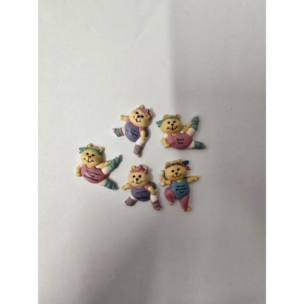 Vintage Russ Berrie Teddy Bear Exercising Magnets